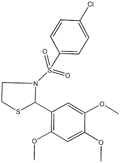 3-[(4-chlorophenyl)sulfonyl]-2-[2,4,5-tris(methyloxy)phenyl]-1,3-thiazolidine 结构式