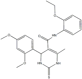 4-(2,4-dimethoxyphenyl)-N-(2-ethoxyphenyl)-6-methyl-2-thioxo-1,2,3,4-tetrahydropyrimidine-5-carboxamide 结构式