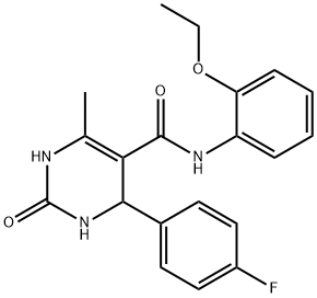 N-(2-ethoxyphenyl)-4-(4-fluorophenyl)-6-methyl-2-oxo-1,2,3,4-tetrahydropyrimidine-5-carboxamide 结构式