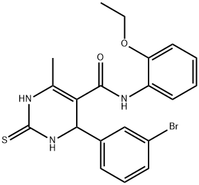 4-(3-bromophenyl)-N-(2-ethoxyphenyl)-6-methyl-2-thioxo-1,2,3,4-tetrahydropyrimidine-5-carboxamide 结构式