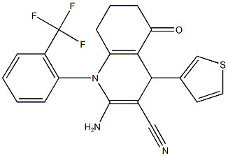 2-amino-5-oxo-4-thien-3-yl-1-[2-(trifluoromethyl)phenyl]-1,4,5,6,7,8-hexahydroquinoline-3-carbonitrile 结构式