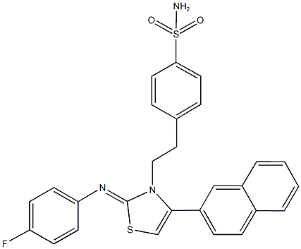 4-[2-(2-[(4-fluorophenyl)imino]-4-(2-naphthyl)-1,3-thiazol-3(2H)-yl)ethyl]benzenesulfonamide 结构式
