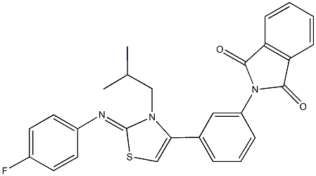 2-(3-{2-[(4-fluorophenyl)imino]-3-isobutyl-2,3-dihydro-1,3-thiazol-4-yl}phenyl)-1H-isoindole-1,3(2H)-dione 结构式