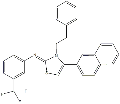 N-(4-(2-naphthyl)-3-(2-phenylethyl)-1,3-thiazol-2(3H)-ylidene)-N-[3-(trifluoromethyl)phenyl]amine 结构式