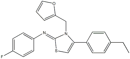 N-(4-(4-ethylphenyl)-3-(2-furylmethyl)-1,3-thiazol-2(3H)-ylidene)-N-(4-fluorophenyl)amine 结构式