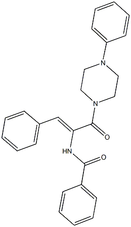 N-{2-phenyl-1-[(4-phenyl-1-piperazinyl)carbonyl]vinyl}benzamide 结构式