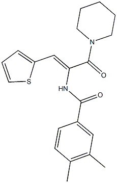 3,4-dimethyl-N-[1-(1-piperidinylcarbonyl)-2-(2-thienyl)vinyl]benzamide 结构式