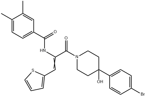 N-[1-{[4-(4-bromophenyl)-4-hydroxy-1-piperidinyl]carbonyl}-2-(2-thienyl)vinyl]-3,4-dimethylbenzamide 结构式