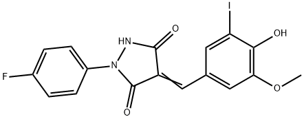1-(4-fluorophenyl)-4-(4-hydroxy-3-iodo-5-methoxybenzylidene)-3,5-pyrazolidinedione 结构式