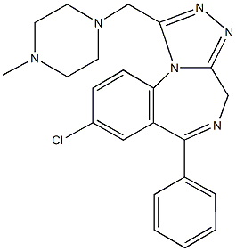 8-chloro-1-[(4-methyl-1-piperazinyl)methyl]-6-phenyl-4H-[1,2,4]triazolo[4,3-a][1,4]benzodiazepine 结构式