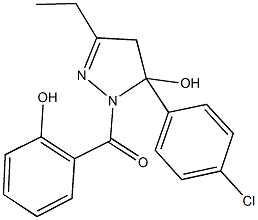 5-(4-chlorophenyl)-3-ethyl-1-(2-hydroxybenzoyl)-4,5-dihydro-1H-pyrazol-5-ol 结构式