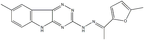 1-(5-methyl-2-furyl)ethanone (8-methyl-5H-[1,2,4]triazino[5,6-b]indol-3-yl)hydrazone 结构式