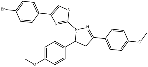 2-[3,5-bis(4-methoxyphenyl)-4,5-dihydro-1H-pyrazol-1-yl]-4-(4-bromophenyl)-1,3-thiazole 结构式