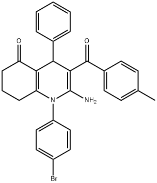 2-amino-1-(4-bromophenyl)-3-(4-methylbenzoyl)-4-phenyl-4,6,7,8-tetrahydro-5(1H)-quinolinone 结构式