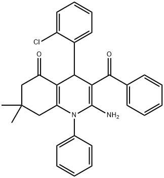 2-amino-3-benzoyl-4-(2-chlorophenyl)-7,7-dimethyl-1-phenyl-4,6,7,8-tetrahydro-5(1H)-quinolinone 结构式