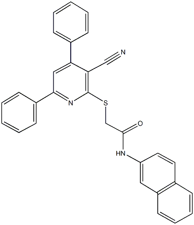 2-[(3-cyano-4,6-diphenyl-2-pyridinyl)sulfanyl]-N-(2-naphthyl)acetamide 结构式