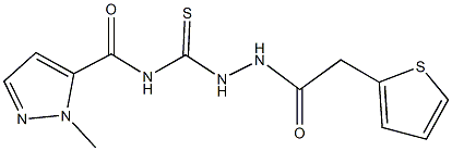 1-methyl-N-{[2-(2-thienylacetyl)hydrazino]carbothioyl}-1H-pyrazole-5-carboxamide 结构式