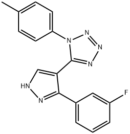 5-[5-(3-fluorophenyl)-1H-pyrazol-4-yl]-1-(4-methylphenyl)-1H-tetraazole 结构式