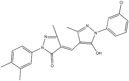 4-{[1-(3-chlorophenyl)-5-hydroxy-3-methyl-1H-pyrazol-4-yl]methylene}-2-(3,4-dimethylphenyl)-5-methyl-2,4-dihydro-3H-pyrazol-3-one 结构式