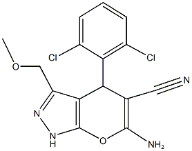 6-amino-4-(2,6-dichlorophenyl)-3-(methoxymethyl)-1,4-dihydropyrano[2,3-c]pyrazole-5-carbonitrile 结构式