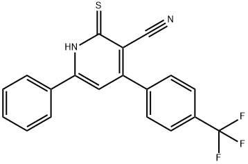 6-phenyl-2-sulfanyl-4-[4-(trifluoromethyl)phenyl]nicotinonitrile 结构式