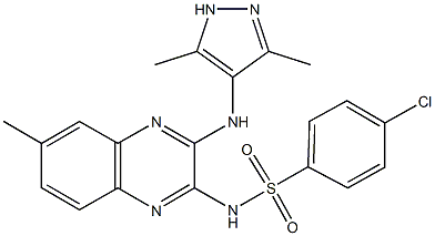 4-chloro-N-{3-[(3,5-dimethyl-1H-pyrazol-4-yl)amino]-6-methyl-2-quinoxalinyl}benzenesulfonamide 结构式