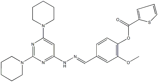 4-{2-[2,6-di(1-piperidinyl)-4-pyrimidinyl]carbohydrazonoyl}-2-methoxyphenyl 2-thiophenecarboxylate 结构式