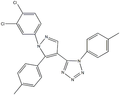 5-[1-(3,4-dichlorophenyl)-5-(4-methylphenyl)-1H-pyrazol-4-yl]-1-(4-methylphenyl)-1H-tetraazole 结构式