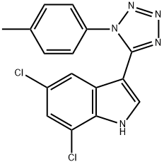 5,7-dichloro-3-[1-(4-methylphenyl)-1H-tetraazol-5-yl]-1H-indole 结构式