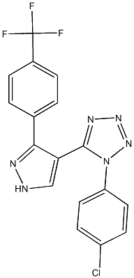 1-(4-chlorophenyl)-5-{3-[4-(trifluoromethyl)phenyl]-1H-pyrazol-4-yl}-1H-tetraazole 结构式