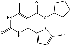 cyclopentyl 4-(5-bromo-2-thienyl)-6-methyl-2-oxo-1,2,3,4-tetrahydro-5-pyrimidinecarboxylate 结构式