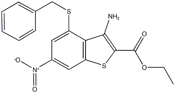 ethyl 3-amino-4-(benzylsulfanyl)-6-nitro-1-benzothiophene-2-carboxylate 结构式