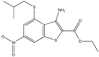 ethyl 3-amino-6-nitro-4-(isobutylsulfanyl)-1-benzothiophene-2-carboxylate 结构式