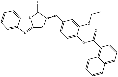 2-ethoxy-4-[(3-oxo[1,3]thiazolo[3,2-a]benzimidazol-2(3H)-ylidene)methyl]phenyl 1-naphthoate 结构式