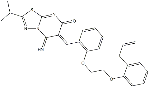 6-{2-[2-(2-allylphenoxy)ethoxy]benzylidene}-5-imino-2-isopropyl-5,6-dihydro-7H-[1,3,4]thiadiazolo[3,2-a]pyrimidin-7-one 结构式