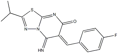 6-(4-fluorobenzylidene)-5-imino-2-isopropyl-5,6-dihydro-7H-[1,3,4]thiadiazolo[3,2-a]pyrimidin-7-one 结构式