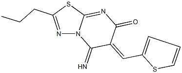 5-imino-2-propyl-6-(2-thienylmethylene)-5,6-dihydro-7H-[1,3,4]thiadiazolo[3,2-a]pyrimidin-7-one 结构式