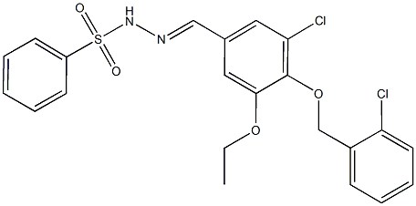 N'-{3-chloro-4-[(2-chlorobenzyl)oxy]-5-ethoxybenzylidene}benzenesulfonohydrazide 结构式