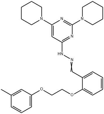 2-[2-(3-methylphenoxy)ethoxy]benzaldehyde (2,6-dipiperidin-1-ylpyrimidin-4-yl)hydrazone 结构式