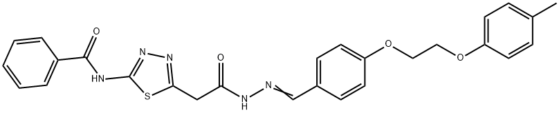 N-{5-[2-(2-{4-[2-(4-methylphenoxy)ethoxy]benzylidene}hydrazino)-2-oxoethyl]-1,3,4-thiadiazol-2-yl}benzamide 结构式