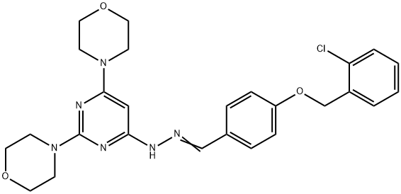 4-[(2-chlorobenzyl)oxy]benzaldehyde (2,6-dimorpholin-4-ylpyrimidin-4-yl)hydrazone 结构式