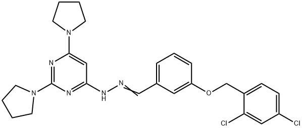 3-[(2,4-dichlorobenzyl)oxy]benzaldehyde (2,6-dipyrrolidin-1-ylpyrimidin-4-yl)hydrazone 结构式