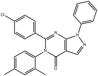 6-(4-chlorophenyl)-5-(2,4-dimethylphenyl)-1-phenyl-1,5-dihydro-4H-pyrazolo[3,4-d]pyrimidin-4-one 结构式