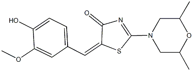 2-(2,6-dimethyl-4-morpholinyl)-5-(4-hydroxy-3-methoxybenzylidene)-1,3-thiazol-4(5H)-one 结构式