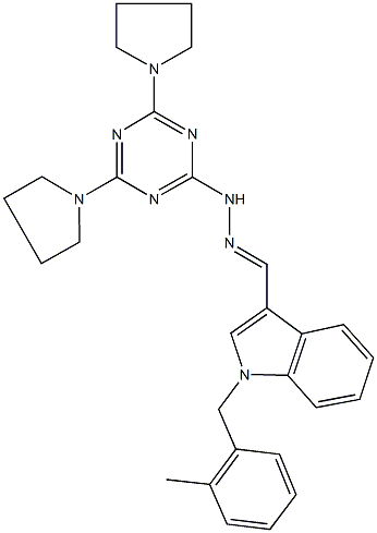 1-(2-methylbenzyl)-1H-indole-3-carbaldehyde (4,6-dipyrrolidin-1-yl-1,3,5-triazin-2-yl)hydrazone 结构式