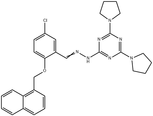 5-chloro-2-(1-naphthylmethoxy)benzaldehyde (4,6-dipyrrolidin-1-yl-1,3,5-triazin-2-yl)hydrazone 结构式