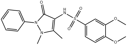 N-(1,5-dimethyl-3-oxo-2-phenyl-2,3-dihydro-1H-pyrazol-4-yl)-3,4-dimethoxybenzenesulfonamide 结构式