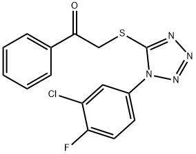 2-{[1-(3-chloro-4-fluorophenyl)-1H-tetraazol-5-yl]sulfanyl}-1-phenylethanone 结构式