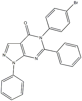 5-(4-bromophenyl)-1,6-diphenyl-1,5-dihydro-4H-pyrazolo[3,4-d]pyrimidin-4-one 结构式