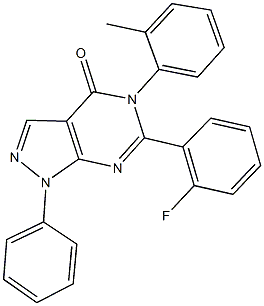 6-(2-fluorophenyl)-5-(2-methylphenyl)-1-phenyl-1,5-dihydro-4H-pyrazolo[3,4-d]pyrimidin-4-one 结构式